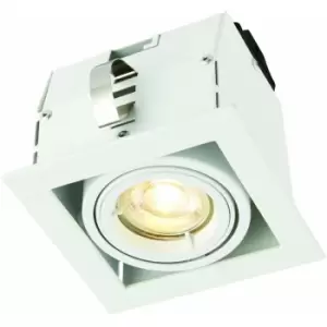 Image of Loops - Single Square Adjustable Head Ceiling Spotlight Matt White GU10 7W Box Downlight