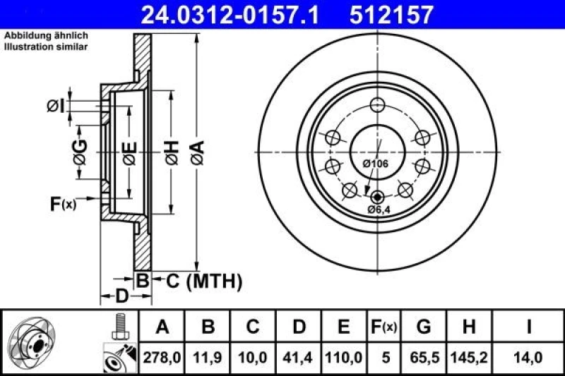 Image of ATE 24.0312-0157.1 Brake disc solid, Coated, with bolts/screws Brake Disc (82)