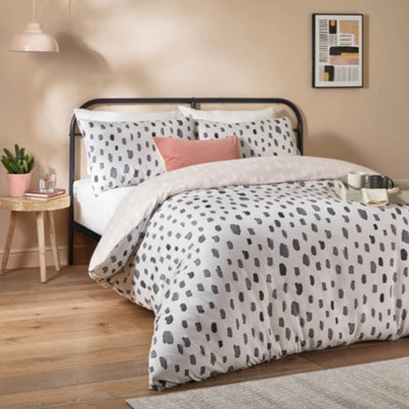 Image of Duvet Day Robi Printed Soft Touch Duvet Cover Set, Single, Linen/charcoal
