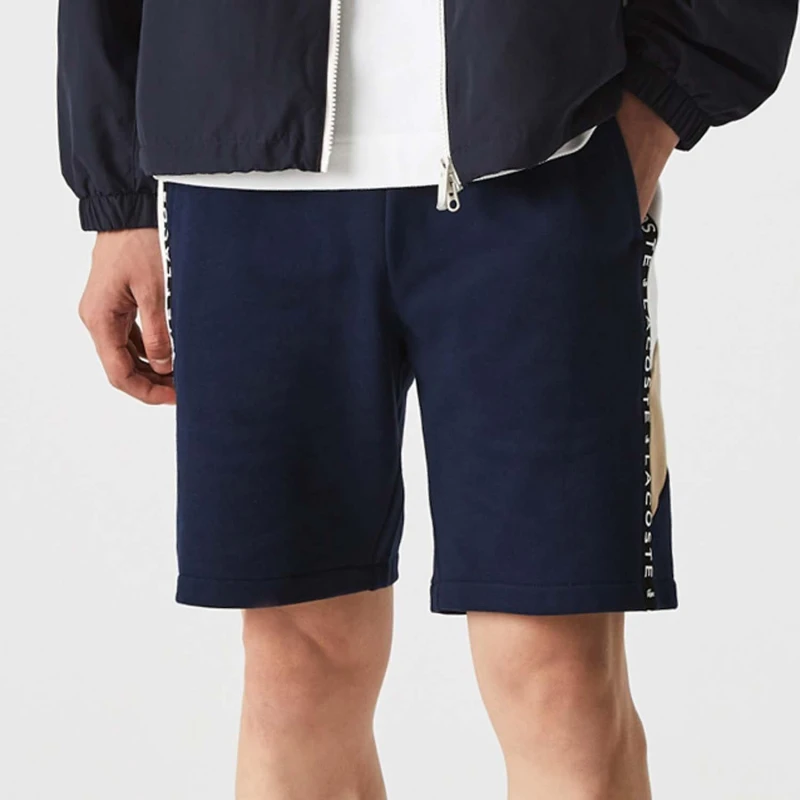 Image of Lacoste Lettered Bands Fleece Bermuda Shorts - Multi Multi XS