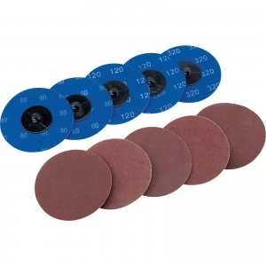 Image of Draper 50mm Diameter Aluminium Oxide Sanding Disc 75mm Assorted Pack of 10