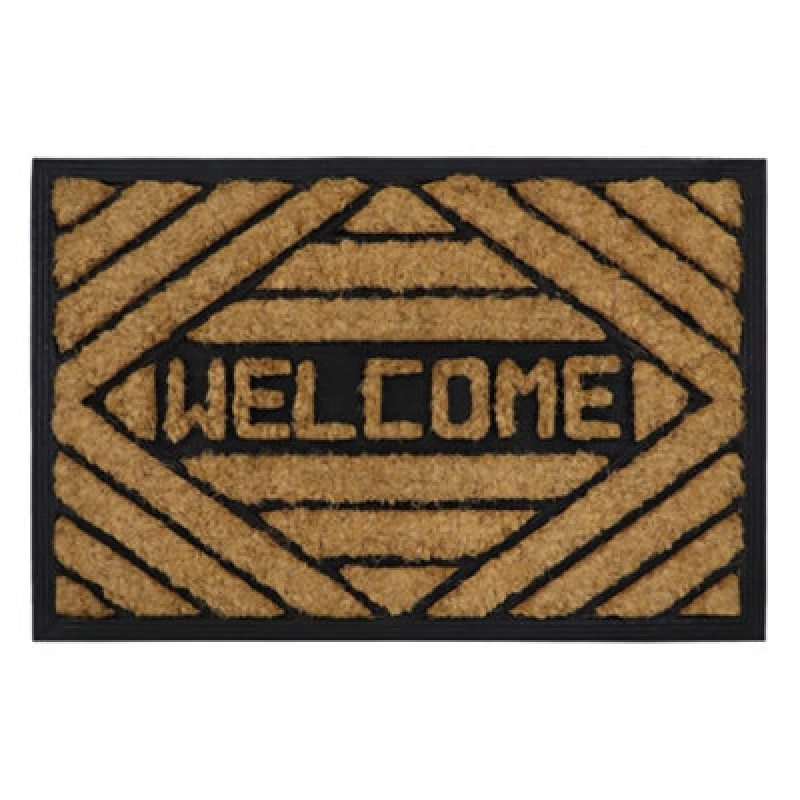 Image of JVL Tuffscrape Coir Lines, 40x60cm, Welcome Brown