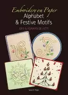 Image of embroidery on paper alphabets and festive motifs