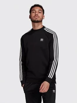 Image of adidas Originals 3-Stripes Crew Neck Sweat Top - Black Size M Men