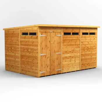 Image of 12x8 Power Apex Security Shed Double Doors - Brown