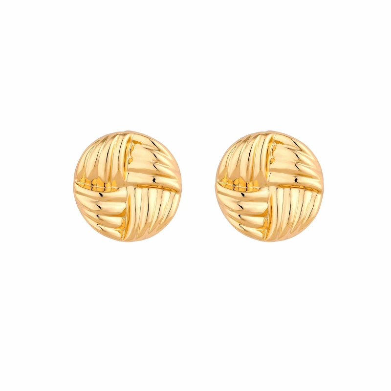 Image of Jon Richard Jon Richard Gold Plated Ridged Statement Stud Earrings Gold female