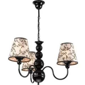 image of Bouli Multi Arm Pendant Ceiling Light With Fabric Shades, Black, 3x E27