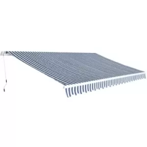 Image of Vidaxl - Folding Awning Manual Operated 500cm Blue/White Blue