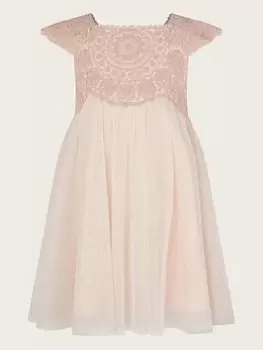 Image of Monsoon Baby Girls Estella Dress - Pink, Size 0-3 Months