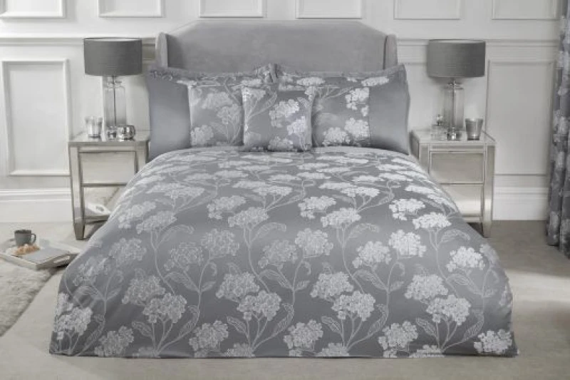 Image of New Edge Blinds English Garden Duvet Set in Grey Size: Super King Grey Unisex Super King