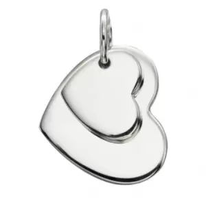 image of Beginnings Sterling Silver Double Heart Tag Pendant P4176