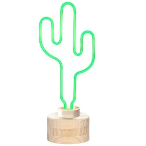 Image of Gingersnap Lumosnap Cactus Neon Table Lamp - Green