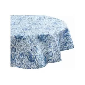 image of Blue Compton 132cm Circular Acrylic/PVC Tablecloth - William Morris