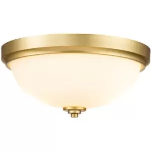 image of Elstead Feiss Malibu Bowl Semi Flush Ceiling Light Brushed Brass, IP44