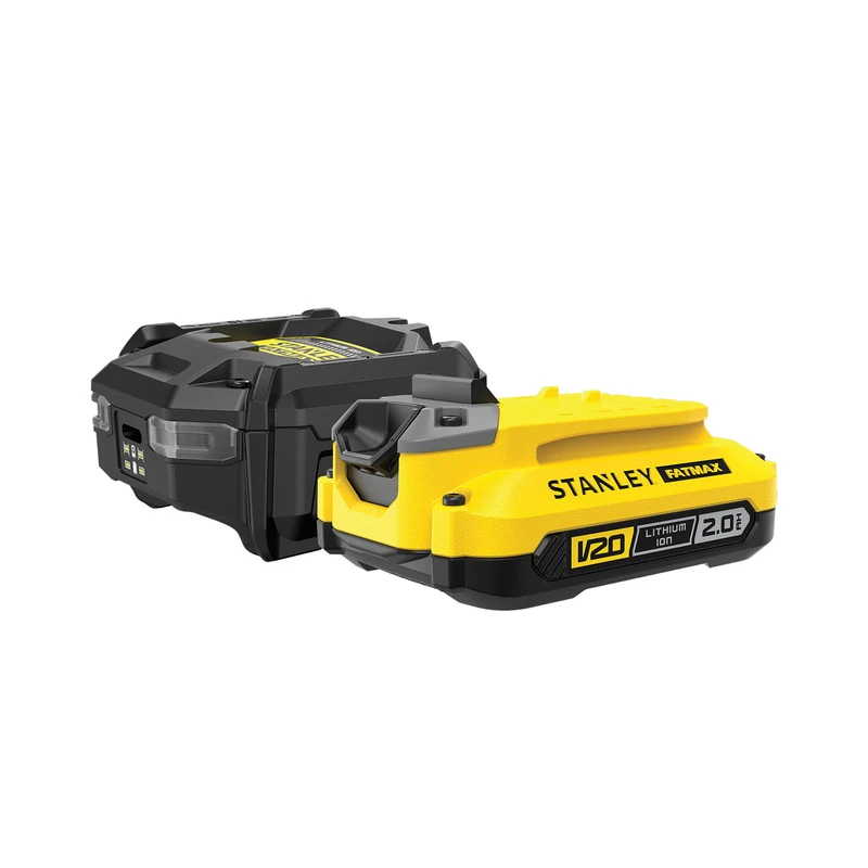 Image of Stanley Fatmax V20 SFMCB10D1 18v 2ah Battery and Charger Starter Kit SFMCB10D1 Battery Amp Hours: 2ah