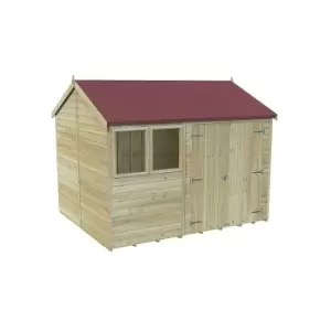 image of Forest Garden Timberdale 10X8 Reverse Apex Pressure Treated Tongue & Groove Solid Wood Shed With Floor (Base Included) - Assembly Service Included