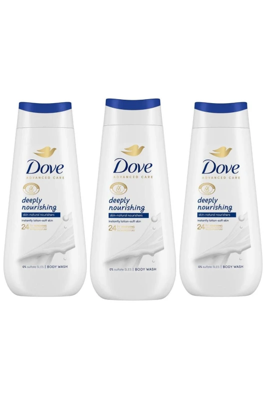 Image of Dove 'Bodywash' Deeply Nourishing 24H Renewing Micromoisture, 3x 225ml White female