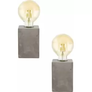 Image of Loops - 2 pack Table Lamp Desk Light Grey Ceramic Square Base 1x 60W E27 Holder