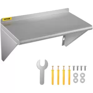 VEVOR Stainless Steel Wall Shelf, 12'' x 36'', 110 lbs Load Heavy Duty Commercial Wall Mount Shelving w/Backsplash and 2 Brackets for Restaurant,