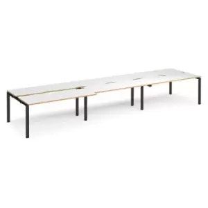 image of Bench Desk 6 Person Rectangular Desks 4800mm With Sliding Tops White/Oak Tops With Black Frames 1200mm Depth Adapt