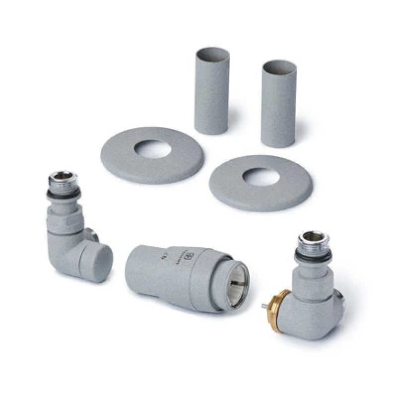Image of Terma Vision Salt N Pepper Right Sided Corner Radiator Valve & Lockshield (Dia)15mm X ½"