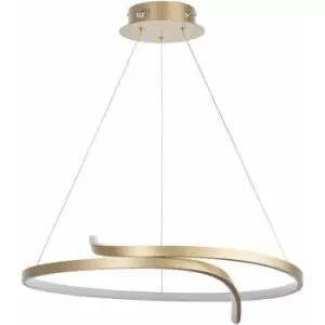 Image of Led Ceiling Pendant Light 32W Warm White Brushed Gold Loop Feature Strip Lamp