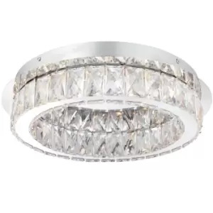 image of Flush Ceiling Mount Light Chrome & Acrylic Round Modern Crystal LED Ring Lamp