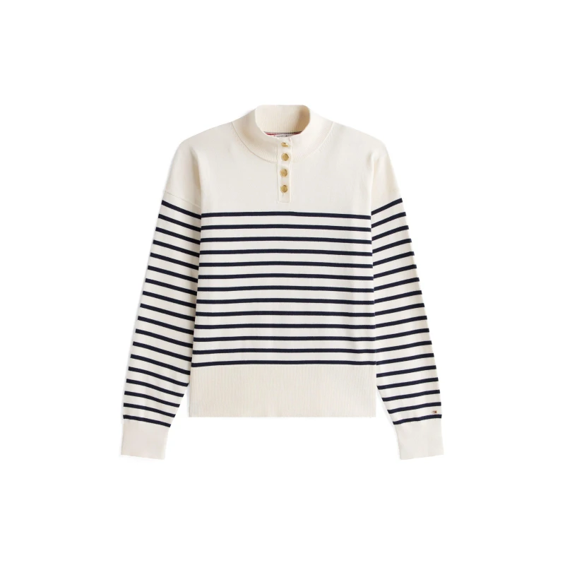 Image of Tommy Hilfiger Womens Gold Button Crew Sweatshirt Navy Stp female 10 (S)