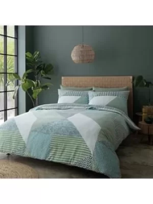 image of Catherine Lansfield Larsson Geo Duvet Cover Set In Green