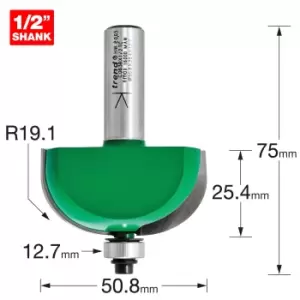 Image of Trend CRAFTPRO Radius Bearing Guided Router Cutter 50.8mm 25.4mm 1/2"