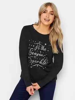 Image of M&Co Black Tis The Season To Sparkle Tshirt, Black, Size 10, Women