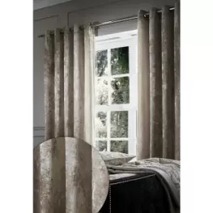 Image of Crushed Velvet Eyelet Curtains 66x72 Natural - Natural - Catherine Lansfield