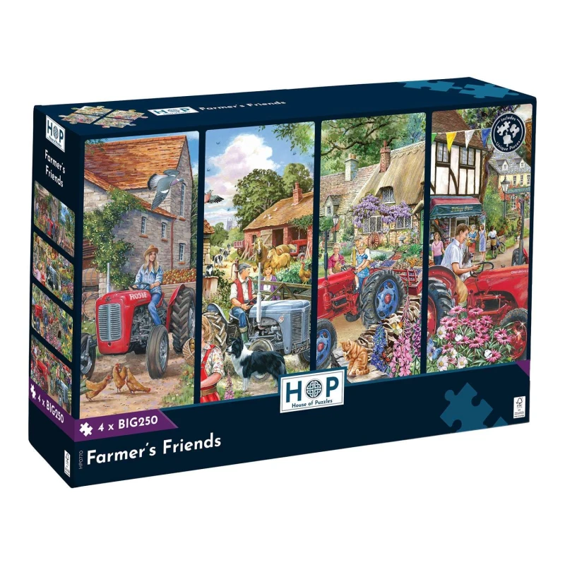 Image of The House Of Puzzles Farmer's Friends - 4 x BIG 250 Piece Jigsaw Puzzle Multicolor Unisex