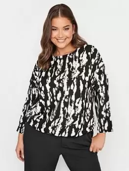 Image of Yours Bubble Hem Tee Aop Black Smudge Print, Black, Size 14, Women