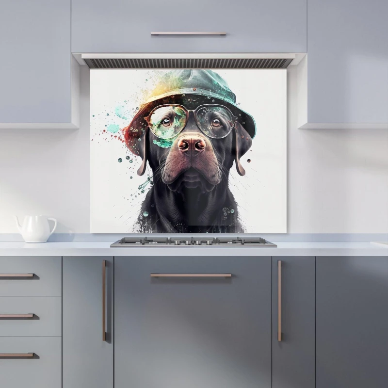 Image of Warren Reed - Designer Splashart Labrador Retriever Dog Kitchen Splashback Size: 600mm x 750mm Multicolor Unisex 600mm x 750mm