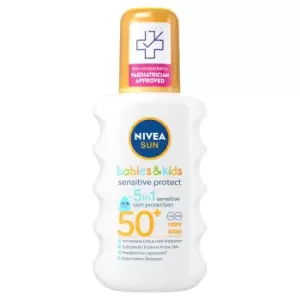 Image of Nivea Sun Kids Sensitive Protect and Care Sun Cream Spray SPF50+ 200ml