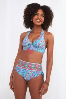 Image of Bright Paisley Mix and Match Figure Flattering High Waisted Tie Side Bikini Bottom Brief