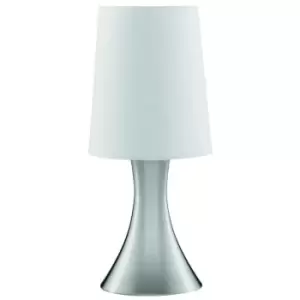 image of Netlighting Table Touch Lamp Satin Silver with Fabric Shade, E14 - 3922SS