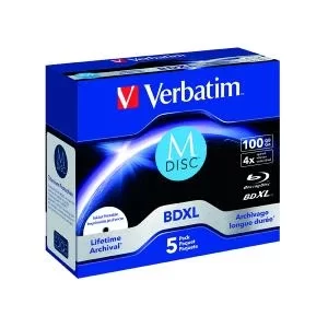 image of Verbatim M-Disc BD-R XL 100GB 4x Pack of 5 43834 VM43834