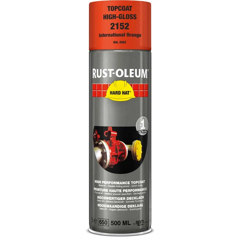 Image of Rust Oleum Hard Hat Metal Spray Paint 2152 Colour: International Orange