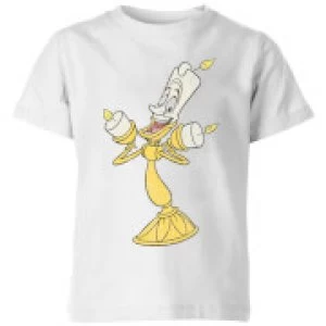 Image of Disney Beauty And The Beast Lumiere Distressed Kids T-Shirt - White - 11-12 Years