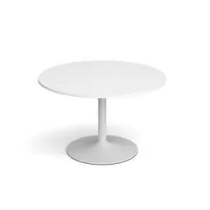 image of Genoa circular dining table with white trumpet base 1200mm - white