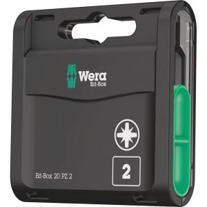 image of Wera Bit-Box Extra Hard Pozi Screwdriver Bits PZ2 25mm Pack of 20