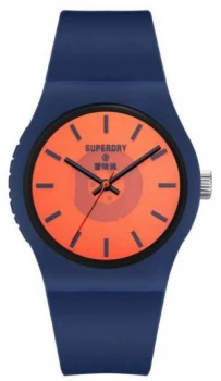 Image of Superdry Navy Soft Touch Silicone Strap Orange Semi Watch
