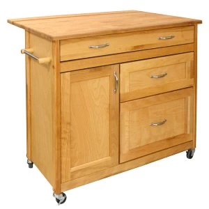 image of Catskill by Eddingtons Mid Sized Drawer Kitchen Trolley on Wheels with Drop Leaf Extension