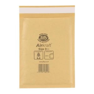 image of Jiffy Airkraft Size 0 Postal Bags Bubble lined Peel and Seal 140x195mm Gold 1 x Pack of 100 Bags