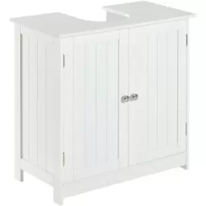 image of Under Sink Bathroom Storage Cabinet 2 Layers Vanity Unit Wooden - White - Homcom