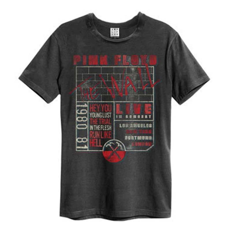 Image of Amplified Mens The Wall Pink Floyd T-Shirt in Charcoal Size: Large Charcoal Male L