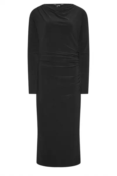 Image of Long Tall Sally Tall Draped Midi Dress Black