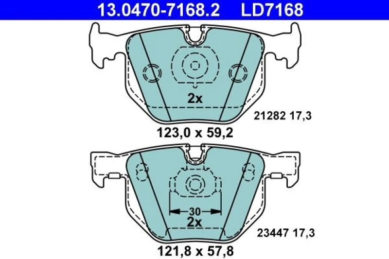 Image of ATE 13.0470-7168.2 Brake pad set excl. wear warning contact Brake Pad Set,disc brake (402)